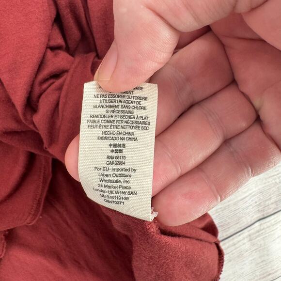 Free People Lace Trim Sleeveless V-Neck Blouse Womens Large Brown Red - Picture 10 of 12